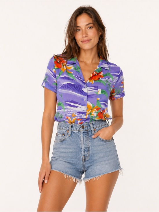 Vintage Tops - Campus Casuals VTG Hawaii Print Semi Sheer Button Front Tropical Hawaiian Shirt